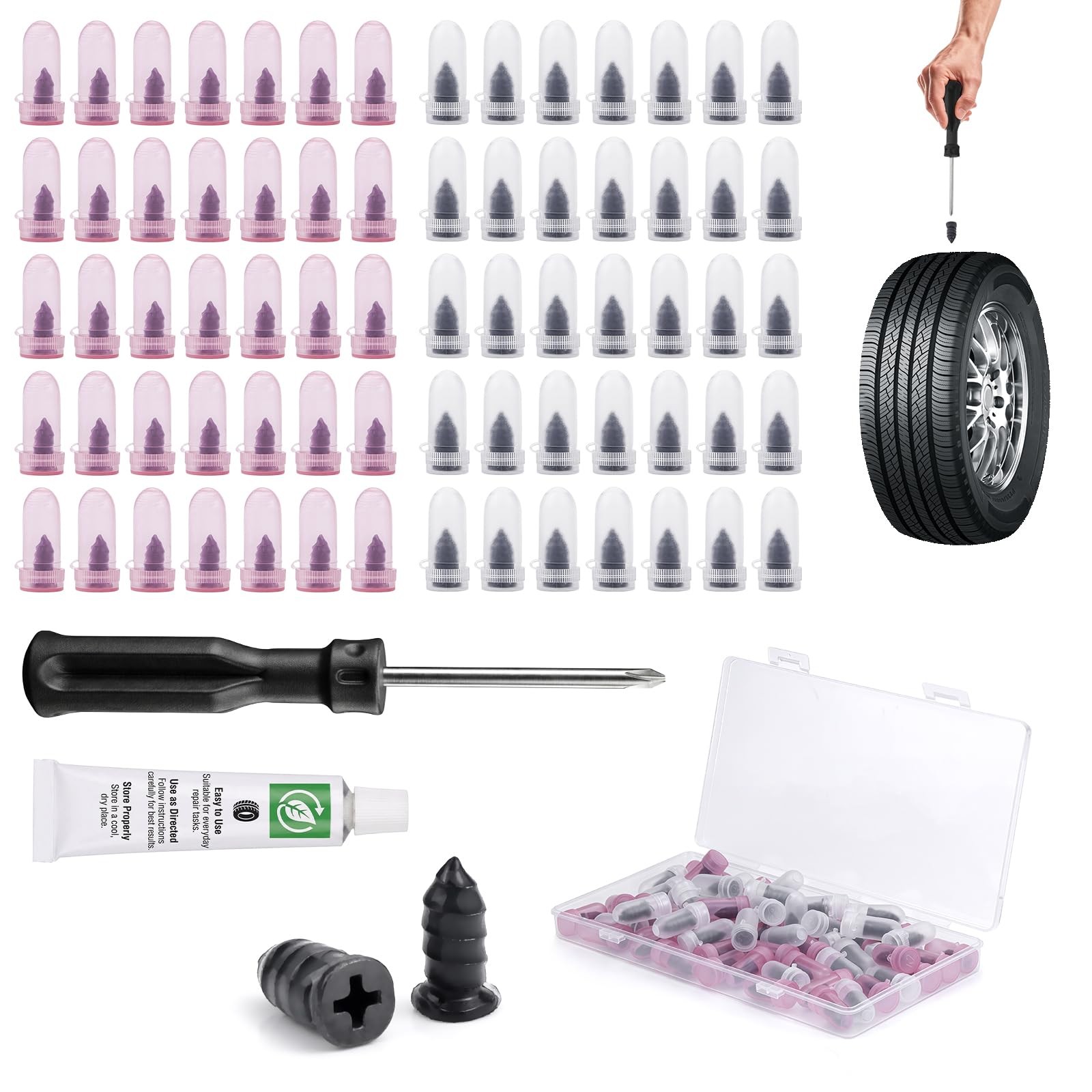 Binazon 72 PCS Tire Repair Rubber Nails