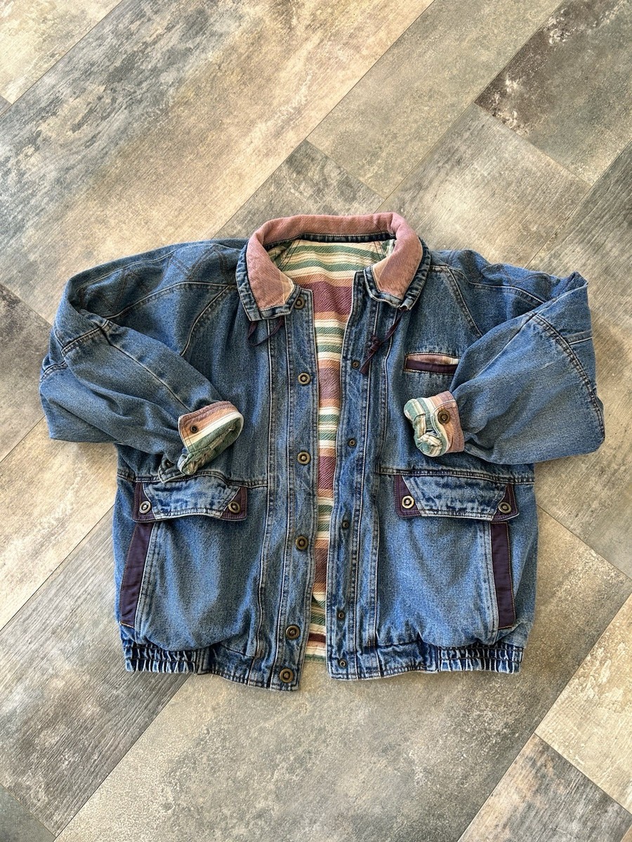 VINTAGE CURRENT SEEN WOMENS 80'S REVERSIBLE DENIM JACKET SIZE Med