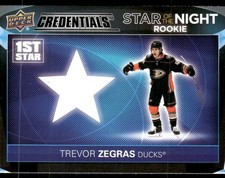 2021-22 UD Credentials #1SR-4 Trevor Zegras Star of the Night: 1st Star Rookies