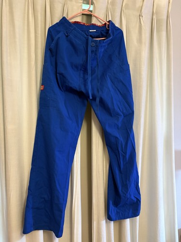 Dickies Blue Medical Scrub Pants S Drawstring Elastic Waist Twill Solid