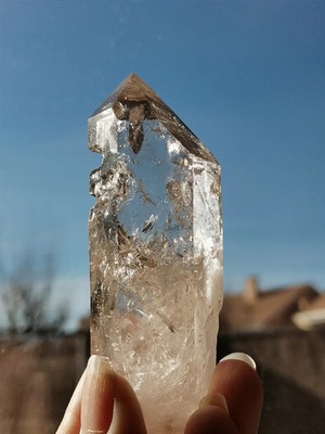 Clear Quartz Crystal Tower Rainbow Iris Flash Natural Inclusions Crown Chakra