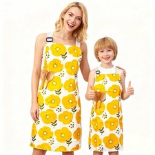 Mommy And Me Apron Set 2 PCS Matching Aprons Kids Adults Pocket Adjustable