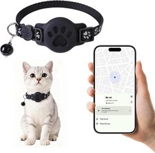 GPS Cat Collar with Bluetooth Tracker Holder - Breakaway Adjustable 7.5-12.6" 