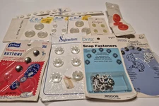 Sewing- lot of SNAP FASTENERS Prims,  Dritz & Clinton + Vintage Buttons Slimline