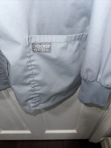 Cherokee Workwear Authentic Scrubs Long Sleeve Gray Scrub Jacket Pockets Medium - Picture 4 of 4