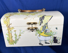 Holly Hobbie Vintage Wooden Decoupage Box Purse with Lucite Handle