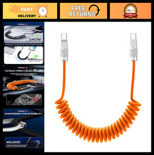 Retractable Fast Charging Cable 240W, Coiled USB C Charger Cord for iPhone 15-17