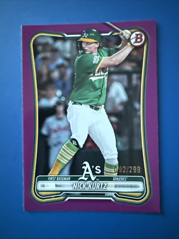 NICK KURTZ 2026 BOWMAN FUCHSIA BORDER /299 #10 ROOKIE ATHLETICS