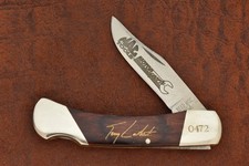 BEAR & SON MADE IN USA SMOOTH BROWN WOOD PREMIUM LOCKBACK KNIFE NASCAR MAC 26662