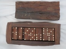 Handmade Mexican Ironwood Wooden Domino Set with Unique Case