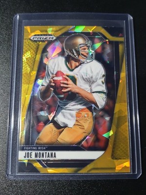 Joe Montana - Prizm Draft Picks 2025 - 49ers, Notre Dame - Gold Cracked Ice 