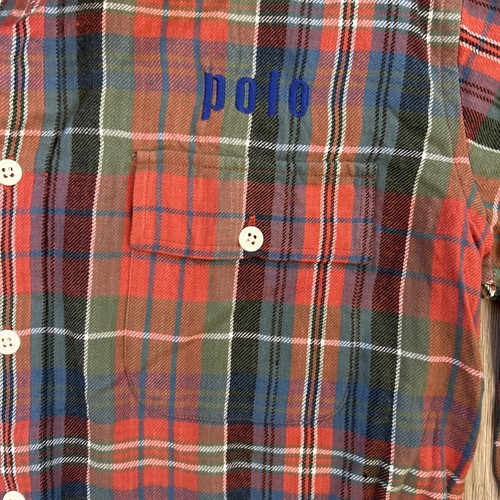 Polo Ralph Lauren Niños Grande Rojo Franela a Cuadros Camisa Manga Larga Abotonada Nueva con Etiquetas - Imagen 4 de 9
