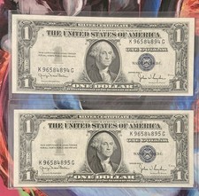 1935D $1 Silver Cert CONSECUTIVE ERRORS 894 Misaligned Face & 895 Plate Line