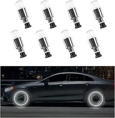 8PCS White LED Tire Valve Stem Cap Lights, Neon Spoke Flash Light Color: White