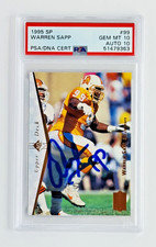 1995 SP Warren Sapp ROOKIE Auto PSA 10/10 GEM💎 PSA/DNA Cert Pop 4 Bucs