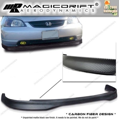 For 01 02 03 Honda Civic CTR Style Urethane Front Bumper Lip Carbon Fiber Print