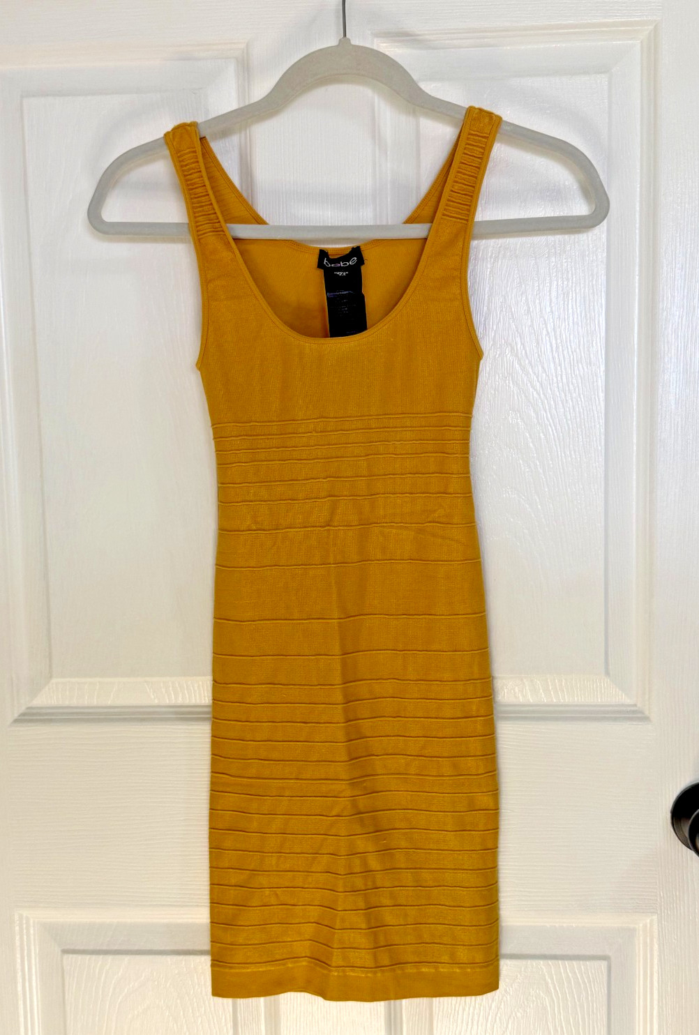 Bebe Mustard / Yellow Tank Bodycon Sleeveless Mini Cocktail Party Dress Size P/S