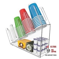 4-Compartment Disposable Cup Holder - Cup and Lid Holder 4 Compartments Clear