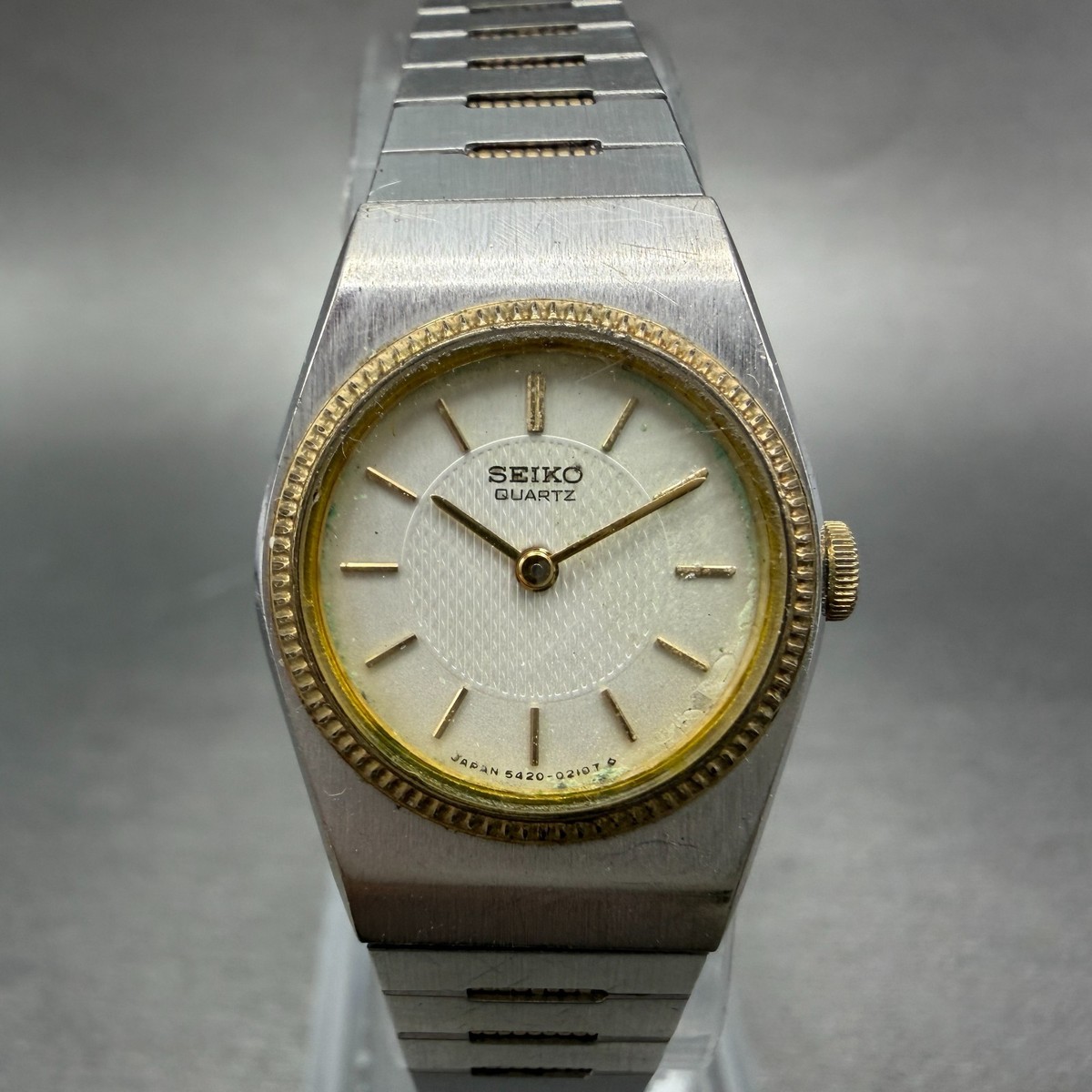 Seiko Watch Women 20mm Silver Dial Two Tone Round 5420-0059 New