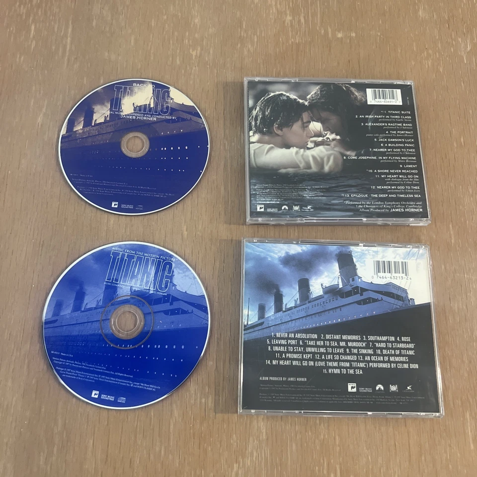 Lot Of 2 Titanic Movie Soundtrack CDs Including Poster James Horner Foto 3 de 4