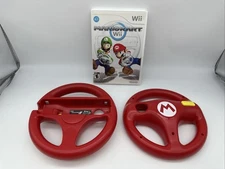 Mario Kart (Nintendo Wii) Complete w/ 2 Hori Steering Wheels TESTED Clean Disc !