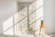 Exquisite Pearl Tone Hand-Embroidered Suzani Throw