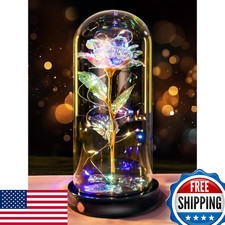 Valentines Day Rose Gifts for Her Women Birthday Gift, Rechargeable Galaxy Glass
