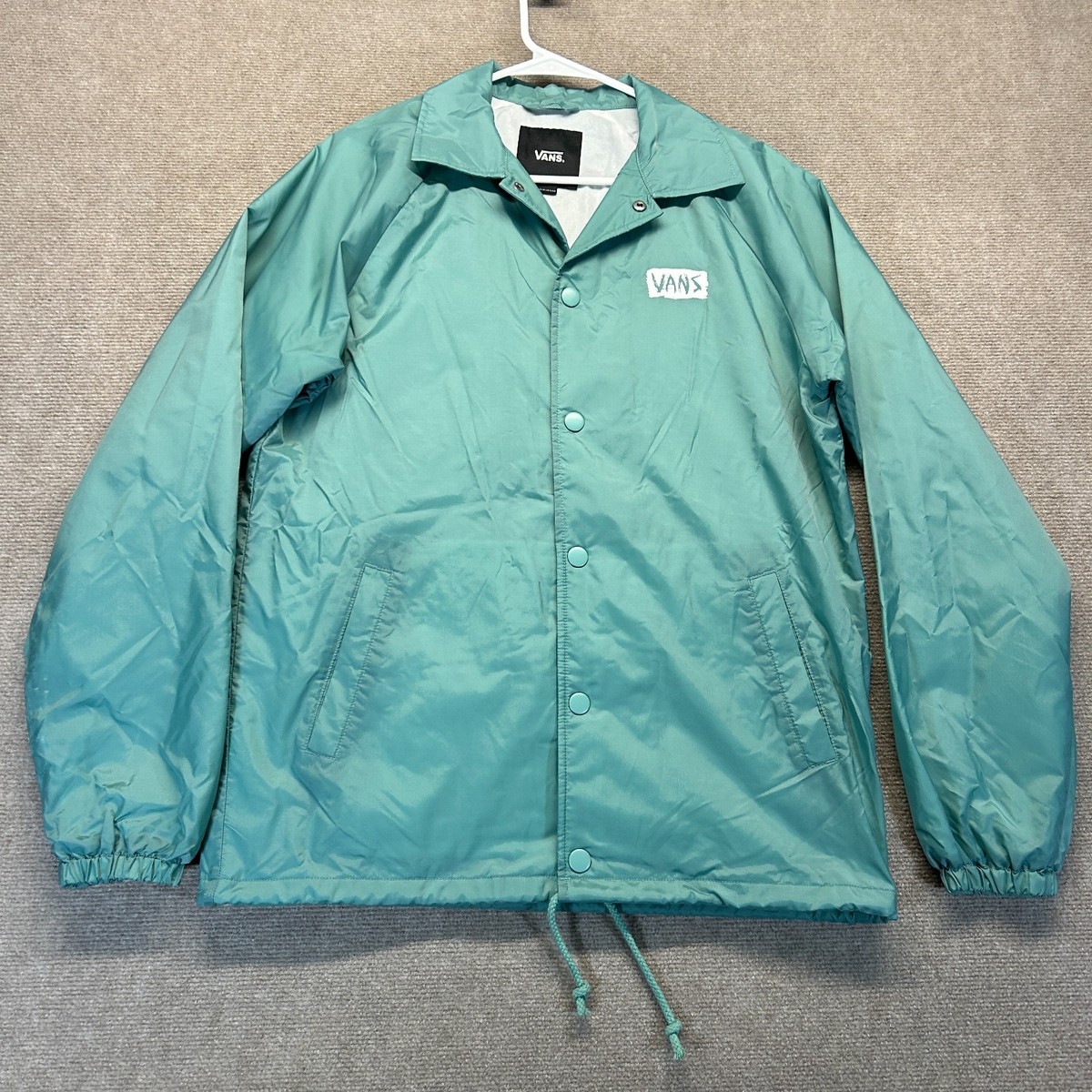 Vans Off the Wall Coaches Jacket Men's Small Snap Front Nylon Teal
