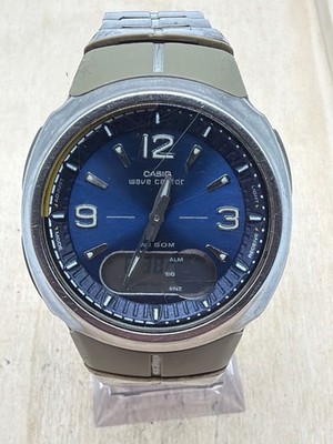 Casio Wave Ceptor WVA-106HE Uhr Wasserdicht Funkgesteuert Stahl Blaues Zifferblatt