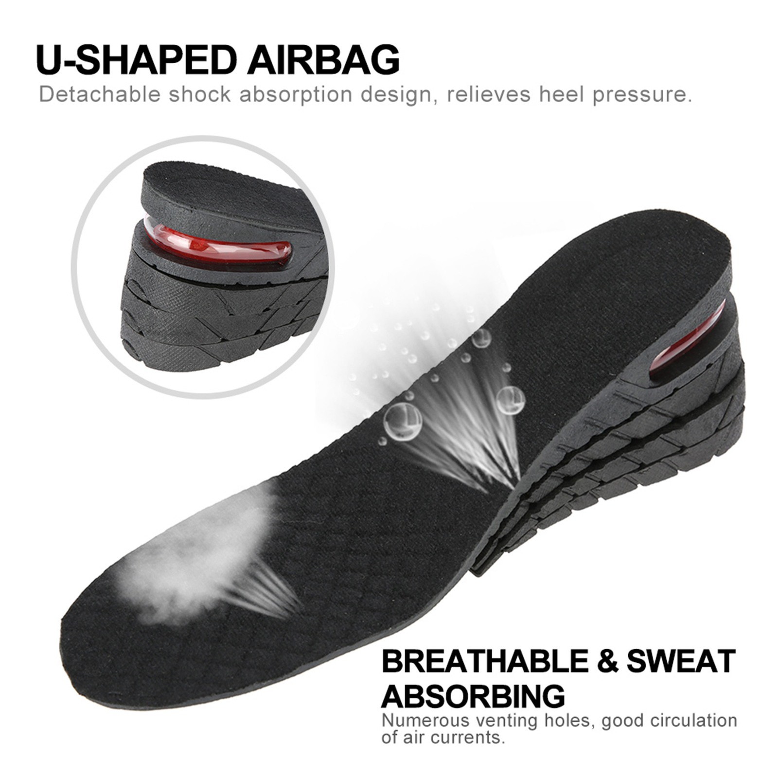 Four Layers Adjustable Height Increase Insoles Unisex PU Heel Lift Height Ta CUT