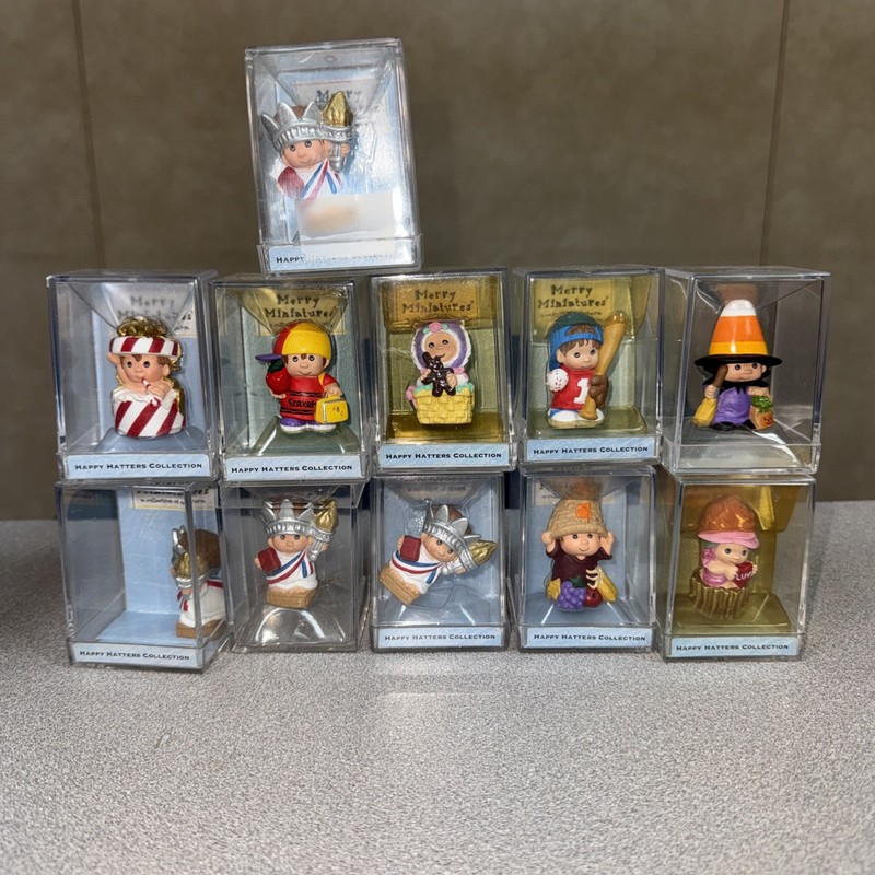 Hallmark Happy Hatters Merry Miniatures Set of 11 in Cases - Monthly -