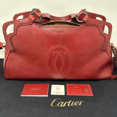Cartier バーガンディ ハンドバッグ Cartier Must de Cartier Burgundy Handbag /Crossbody Leather Bag | eBay