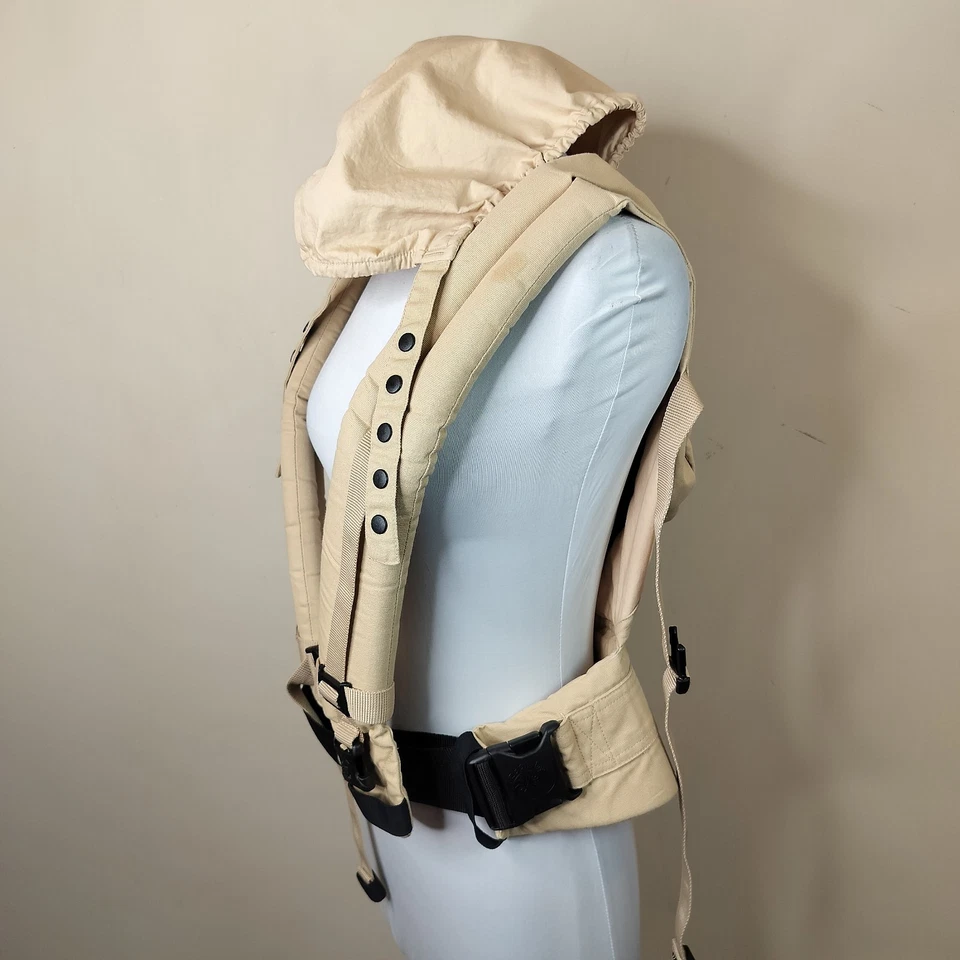 Ergo 婴儿有机棉婴儿背带带帽米色棉 — 第 3/4 张图片