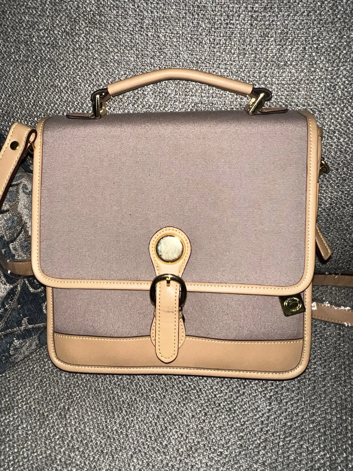 Dooney & Bourke borsa a mano vintage in tela e pelle tortora (nuova)