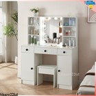 10 LED Makeup Vanity Table Set Dressing Table w/Cabinet Dresser Desk for Bedroom