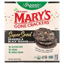 Organic Super Seed Crackers, Seaweed & Black Sesame, 4 oz (113 g)