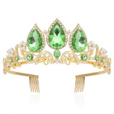 Green Crown Metal Tiara Birthday Accessories for Adults Women