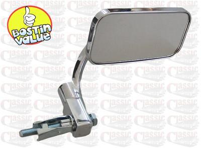 BAR END CHROME MIRROR WITH SMALL RECTANGULAR LENSE