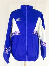 UMBRO Track Jacket Women's Medium Blue White Vintage 1980's Jersey Lined