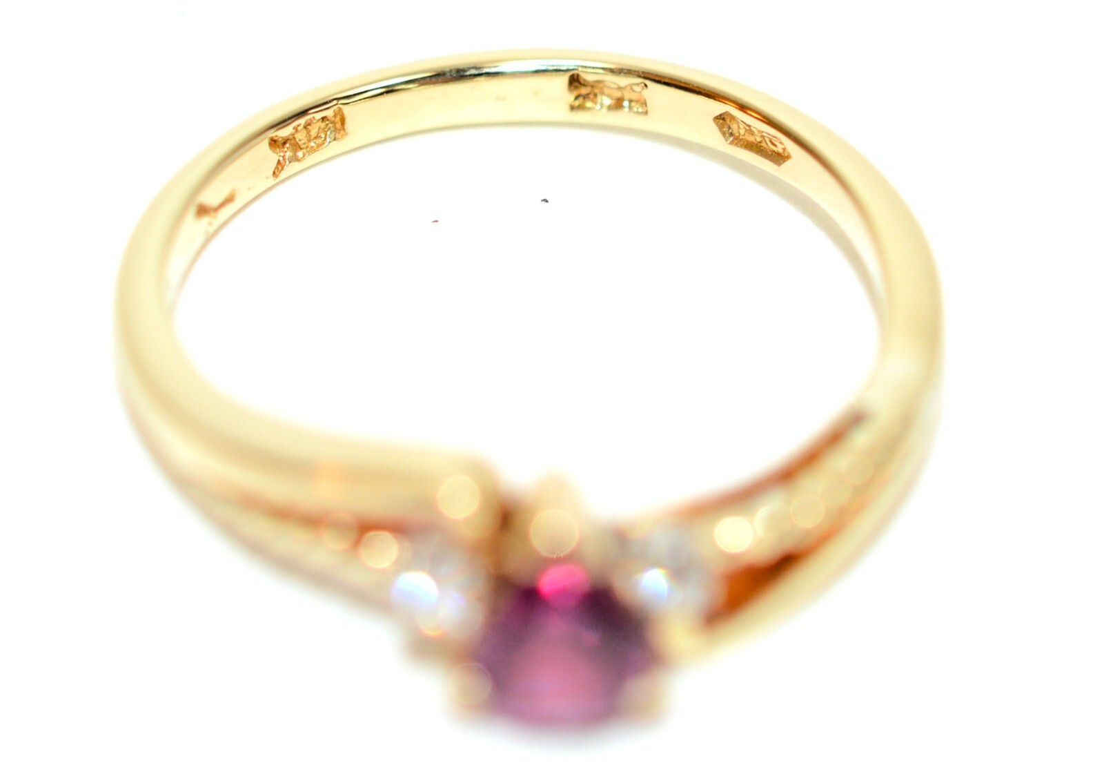 Natural Ruby & Diamond Ring 14K Solid Gold .46tcw… - image 6