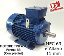 Motore elettrico trifase 400 V HP 0,35- kW 0,25 - 2 Poli 2800 giri MEC 63 B3 380