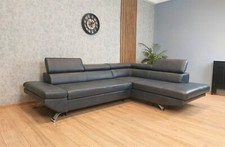 Blaues Echtleder Ecksofa 278x210 Echt Leder Sofa Couch mit Bettfunktion Eckcouch
