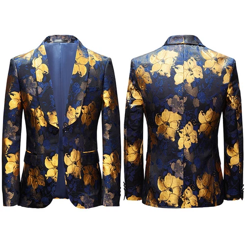 Hombres Jacquard Flor Traje Chaqueta Blazer Cena Fiesta Escenario Vestido Disfraz Abrigo - Imagen 4 de 11