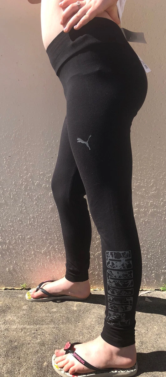 Girls Full Length Puma Tights In Black Or Grey, Also Fit Small Ladies