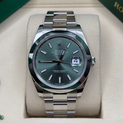 Rolex Datejust 41 NEW 2026 Green Index Dial Stainless Steel Smooth Bezel Oyster
