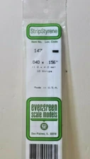 Evergreen Scale Models Plastic 147 - 10 Styrene Strips Size .040" x .156" x 14"