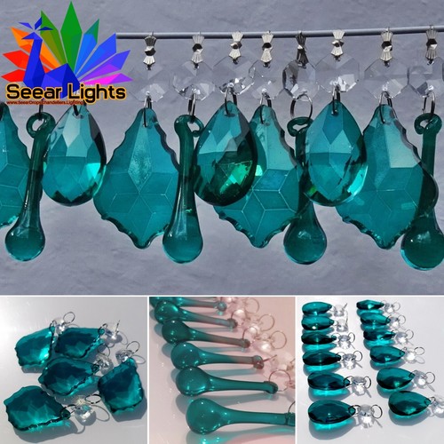 Araña verde pavo real cristales de vidrio cortados cuentas de boda piezas de luz gotas - Imagen 5 de 92