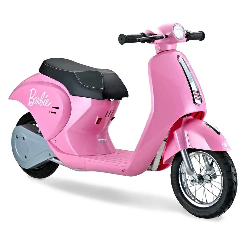 Kids Barbie 24V Retro Euro-Style Battery-Powered Electric Scooter, Ages 13+ Pink - Image 4 of 4