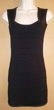Womens/Jrs FOREVER 21 Black Bodycon Dress Small sequins sparkly Sleeveless (A-2)
