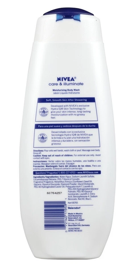 Lavagem corporal hidratante Nivea Care And Sparkle 16,9 oz - Imagem 2 de 2